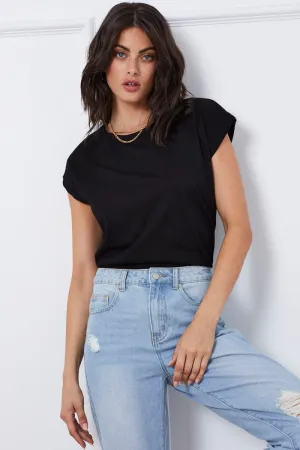 Black T Shirt Short Sleeve Crew Neck EasyCareMaterial Hero Glow