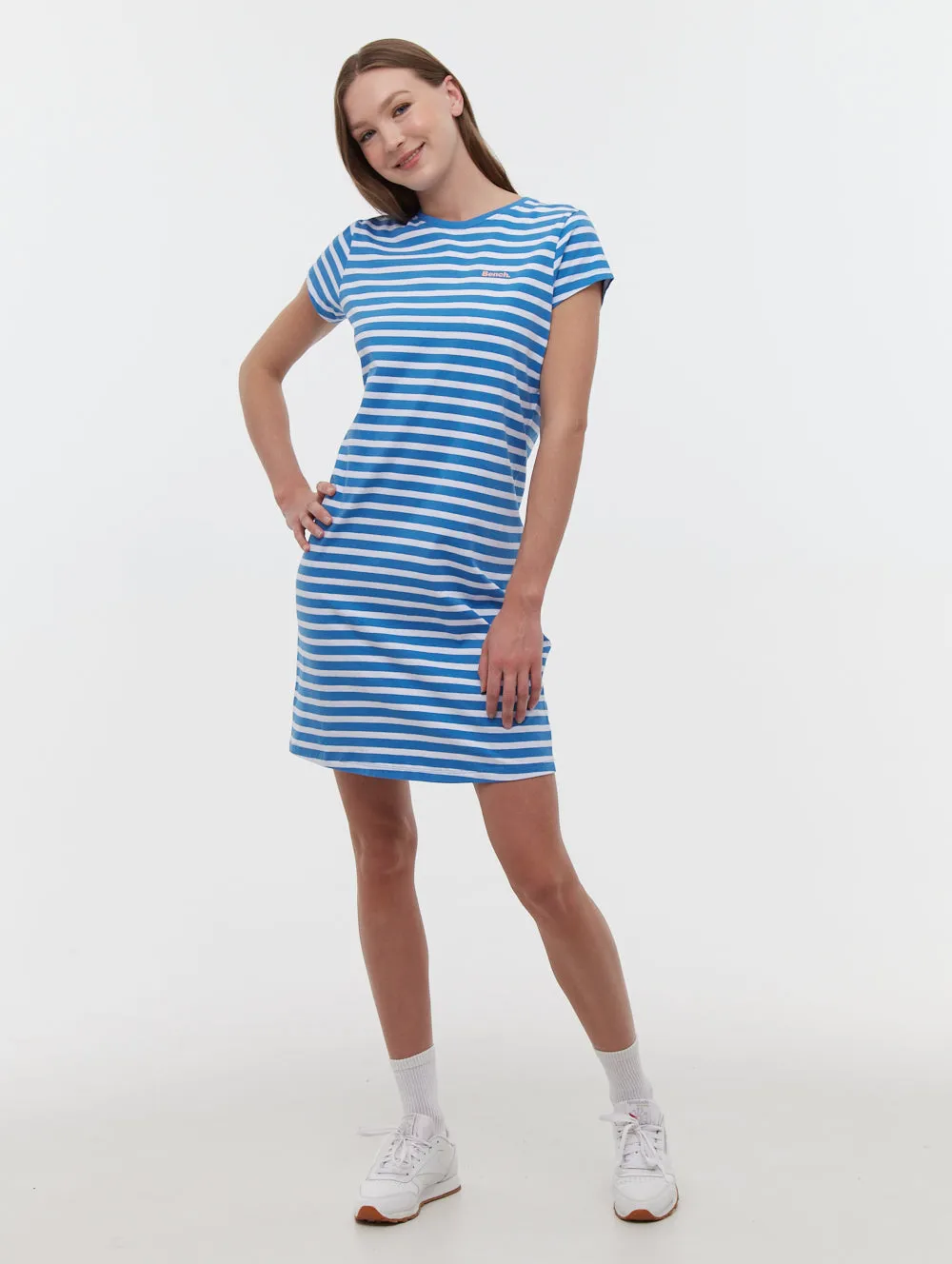 NoSlip Hem Outdoor Jacket Mabelle Striped T-Shirt Midi Dress