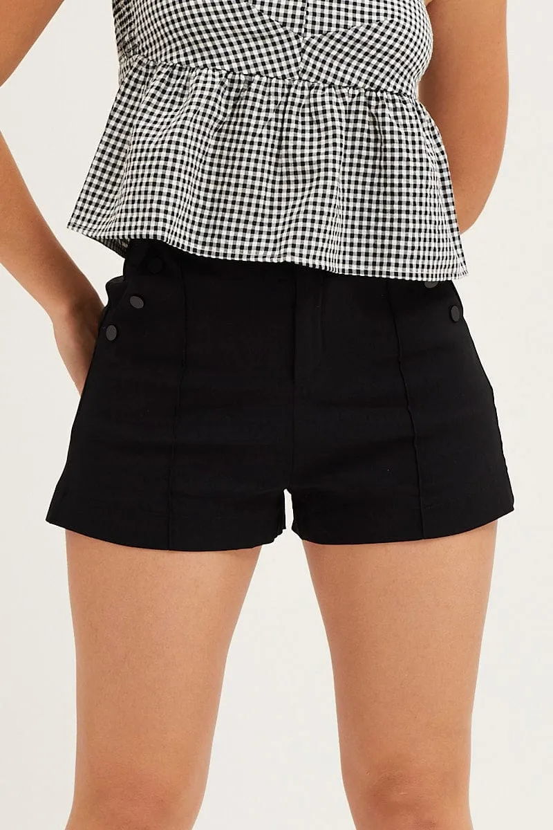 Black Mini Shorts High Rise Dynamic Tension Control