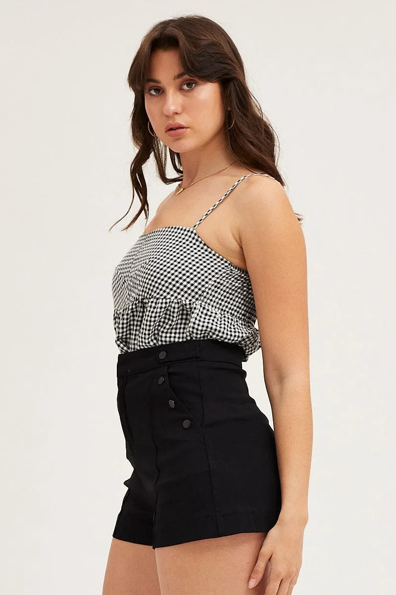 Eco - friendly Black Mini Shorts High Rise