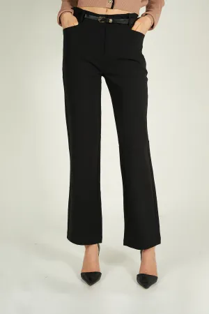 Pantalon ?? jambe droite avec ceinture - YP4705-Y1 - (E-A14) Decorative stitching