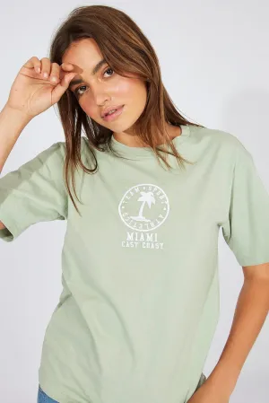 Cozy Touch skinny but not tight Green Graphic Tee Short Sleeve