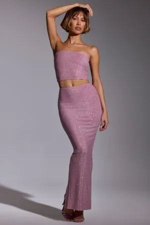 Chill Mood High Elasticity Material Embellished Mid Rise Gown Skirt in Light Pink