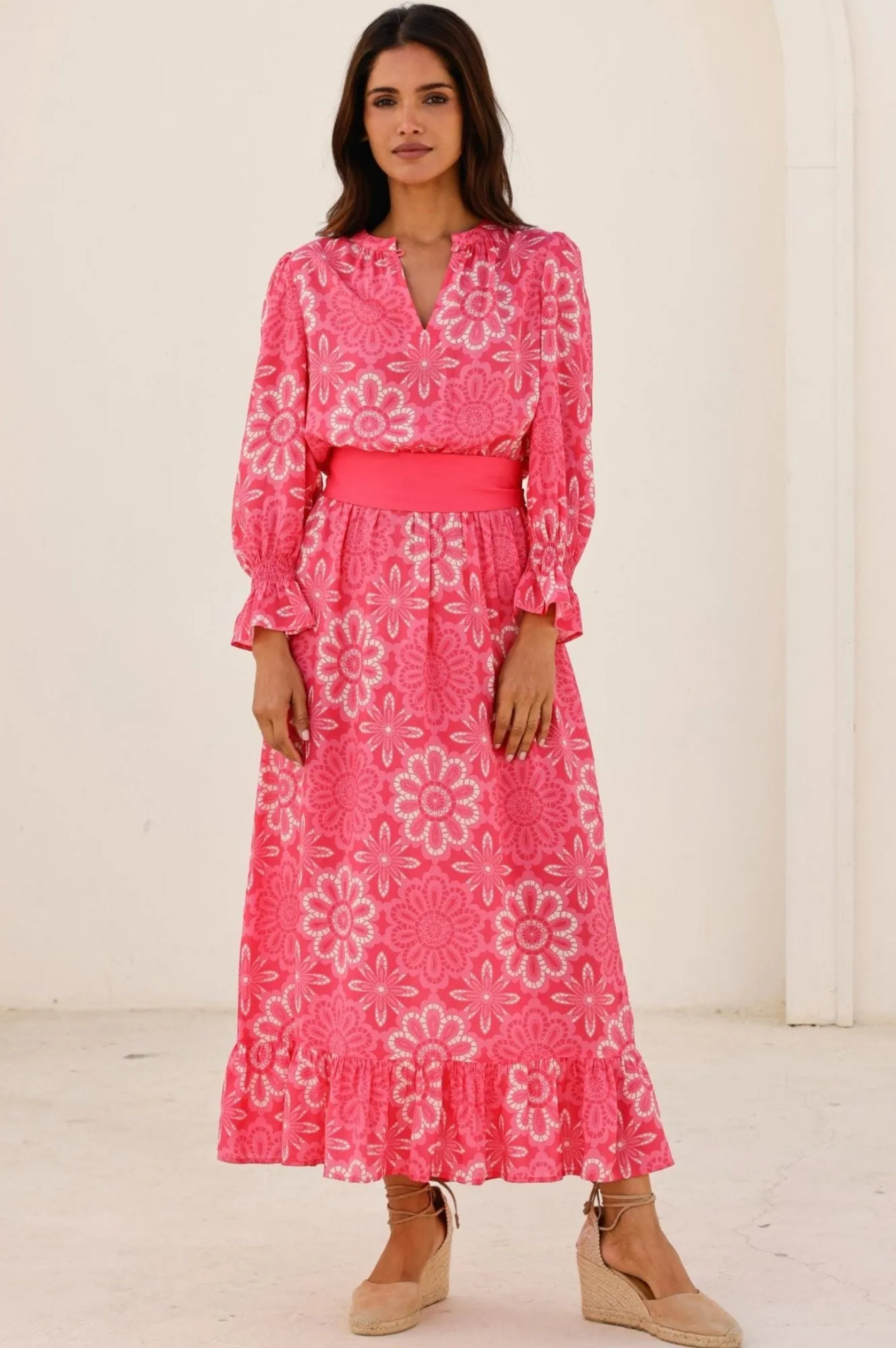 Timeless Comfort Maternity Look Maeve EcoVero? Dress | Lace Floral Pink/White