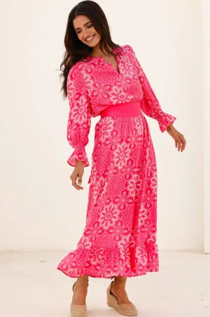 Chic Fit Parisian Touch Maeve EcoVero? Dress | Lace Floral Pink/White