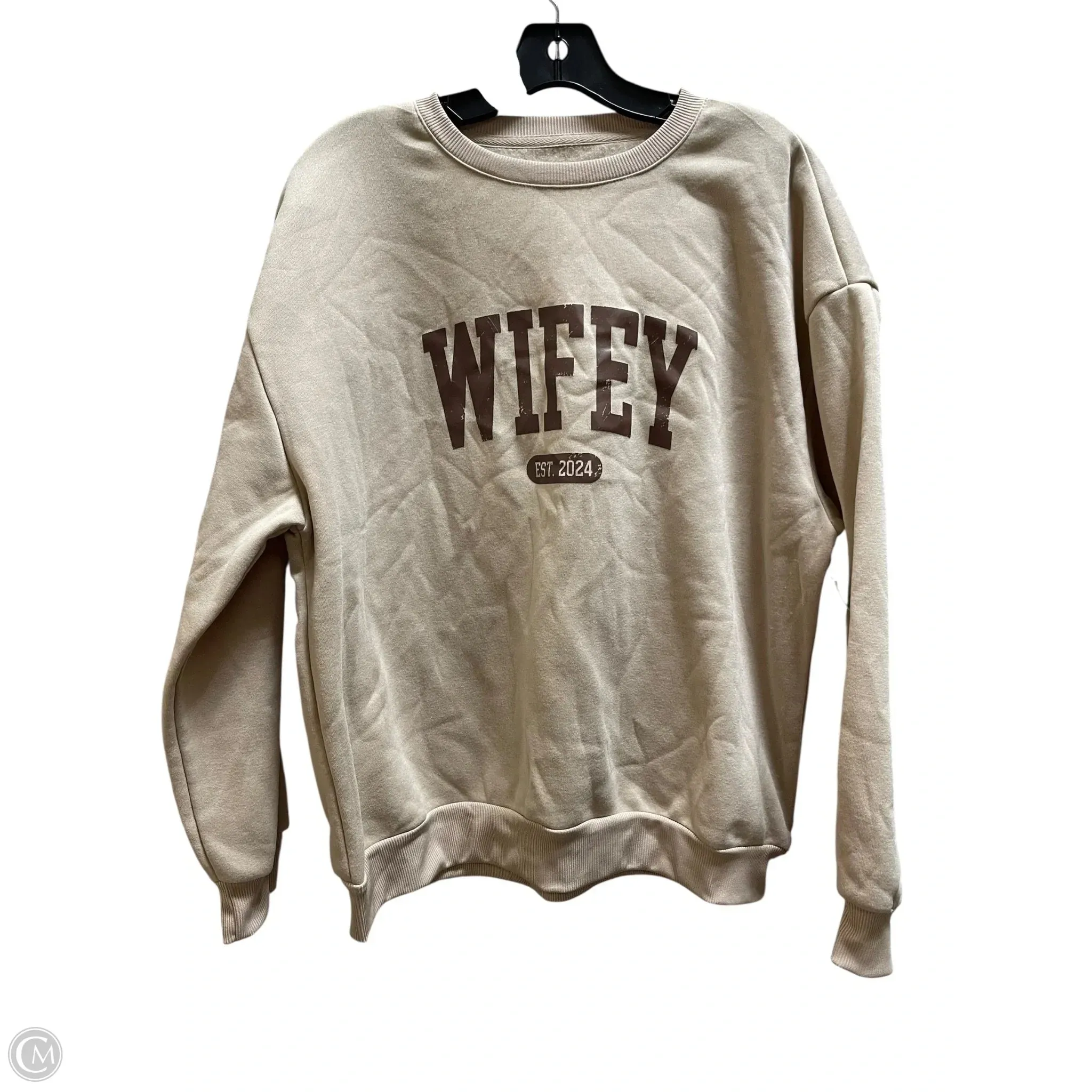 Sweatshirt Crewneck By Clothes Mentor In Tan, Size: L MoistureWicking Technology