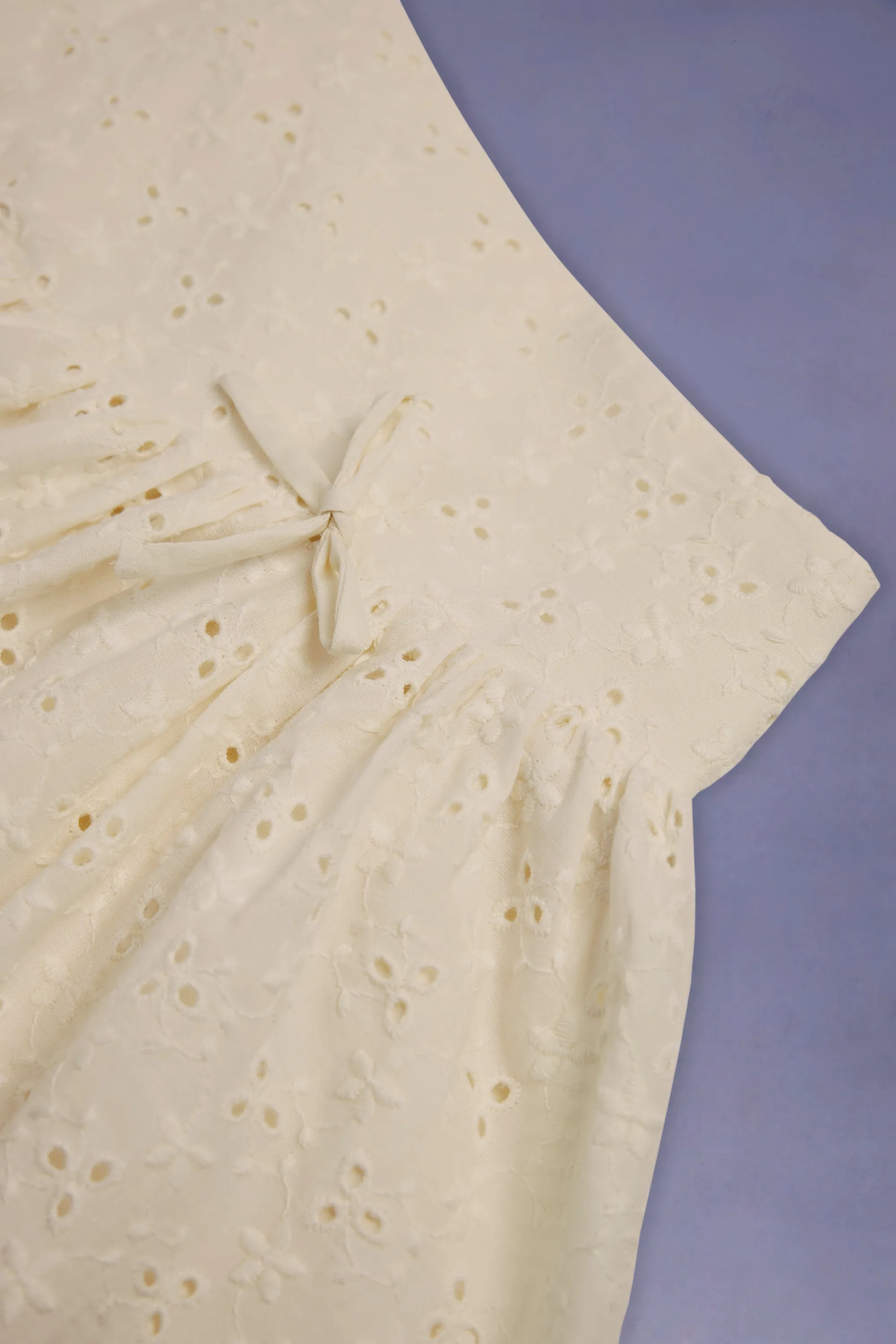 Bow-Detail Broderie Anglaise Mini Skirt in Ivory Outfit Vibes