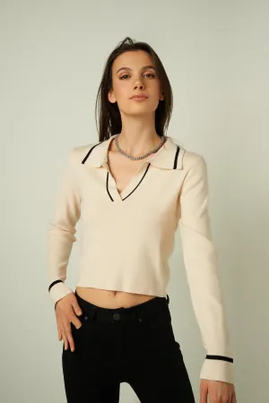 Chandail court ?? manches longues - T9595-B - (E-A12) Effortless Style