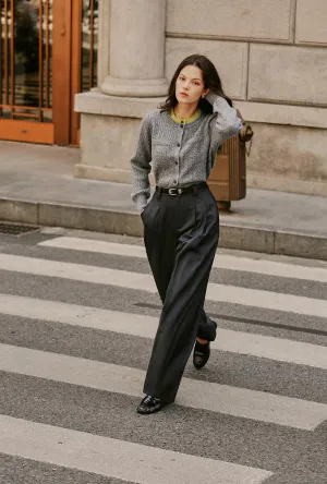 Carlo Wool Blend Wide Pants - Grey Workwear Essentials Sustainable Base