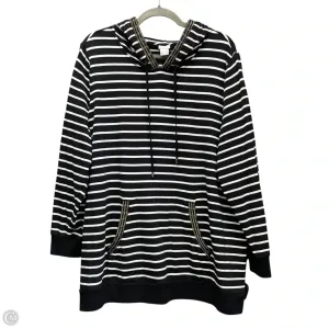 TearResistant Fabric Streetwear Style Sweatshirt Hoodie By Chicos In Black & White, Size: Xl