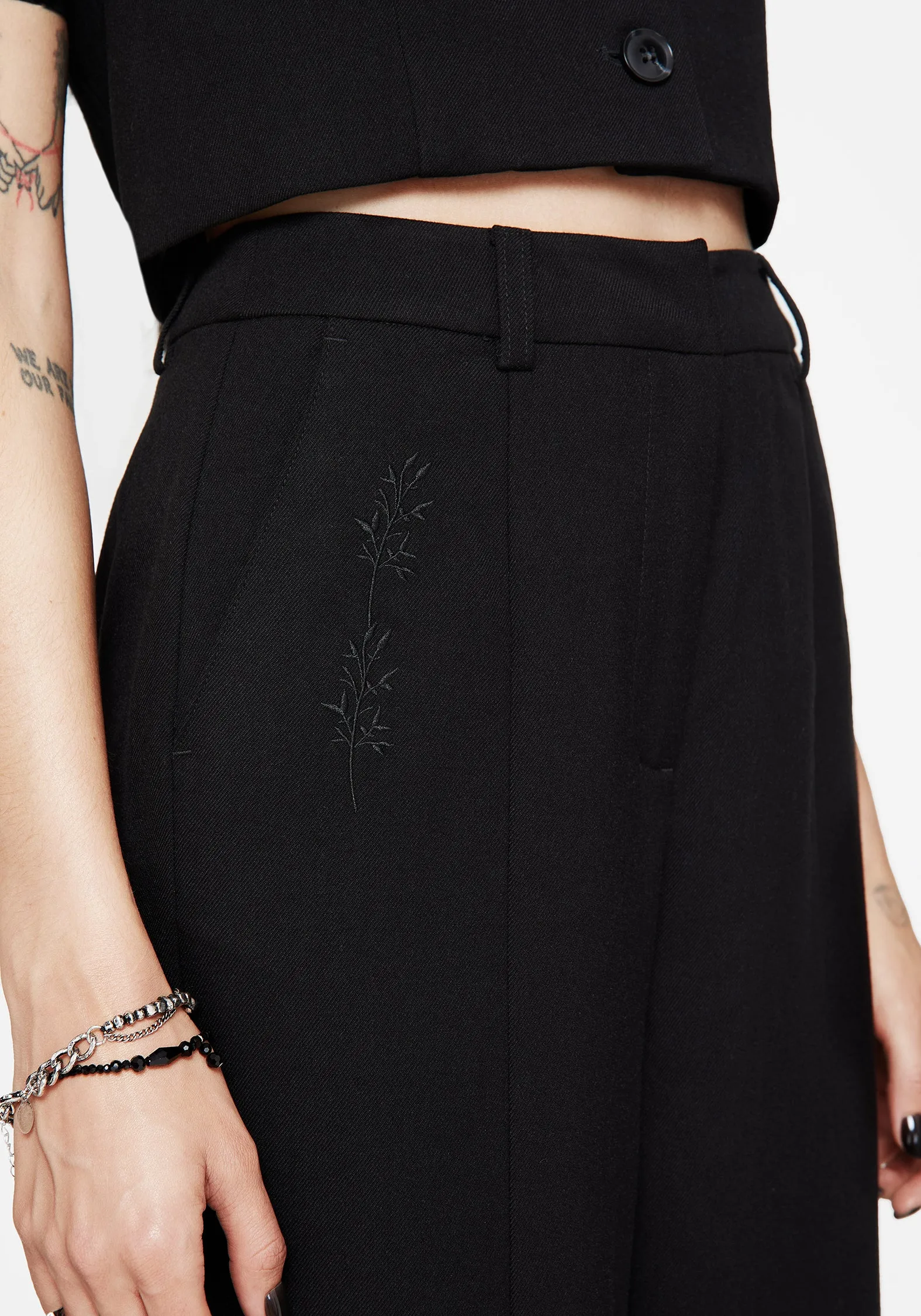 All weather Comfort Design Thora Embroidered Front Split Tailored Trouser