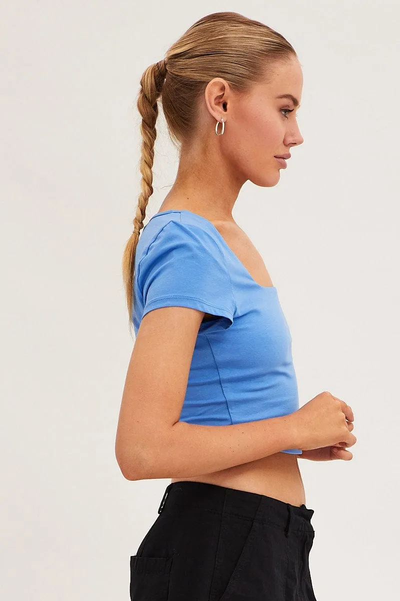 Royal Charm Elite Vibe Ocean T Shirt Short Sleeve Crop Cotton