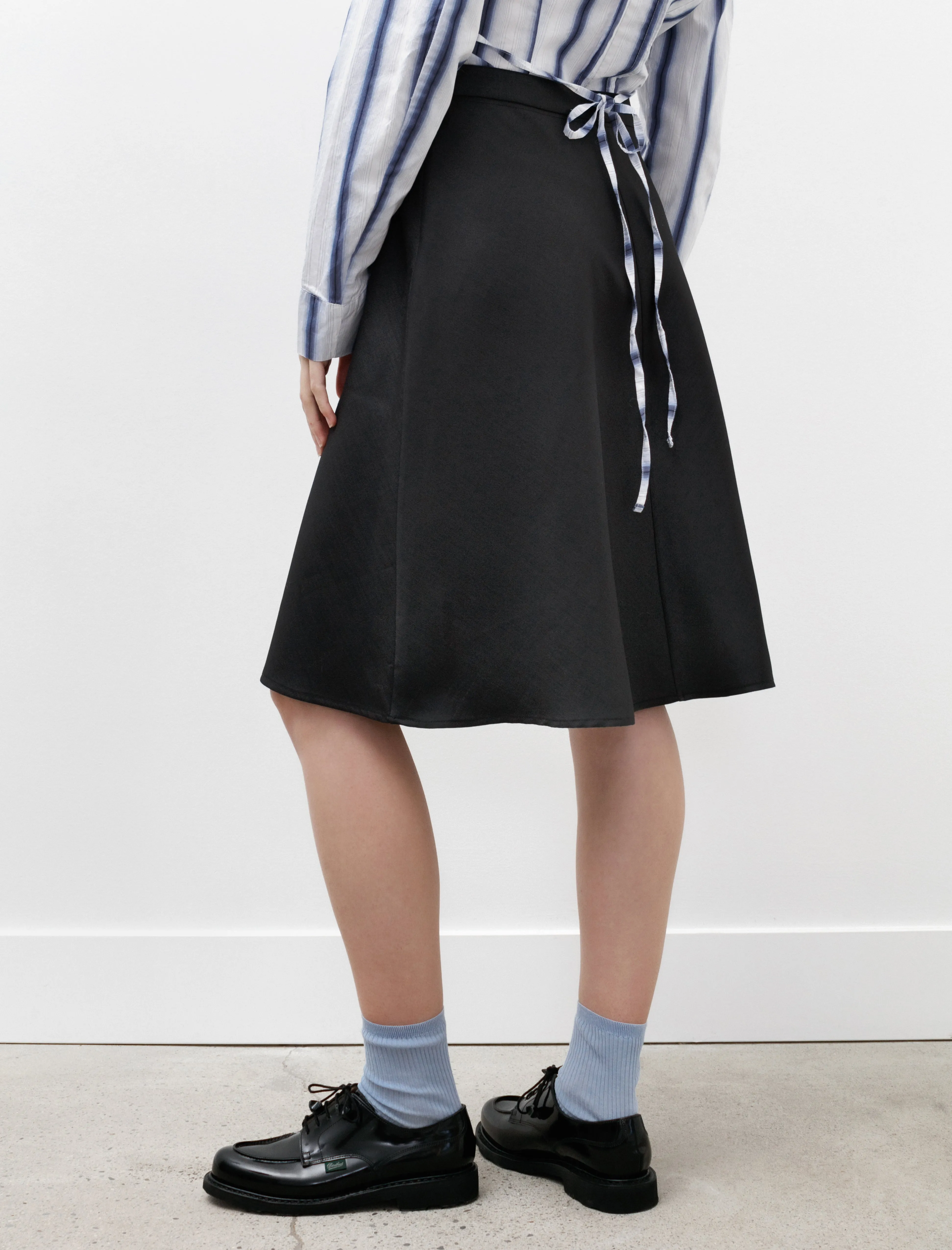 Curtain Skirt Black Mnemonic Wool Linen Cotton Mix
