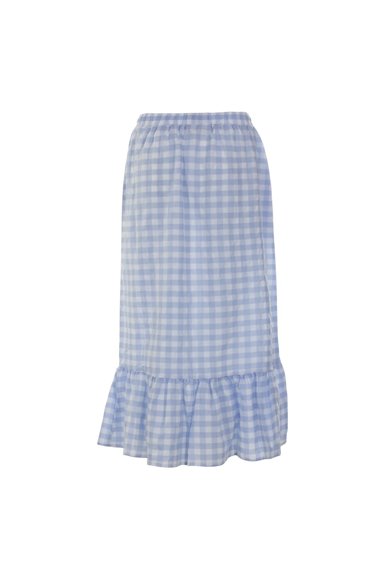 Signature Detail Sturdy Waistband Gingham Skirt with hem frill | Sky/White Big Check | 4077AR