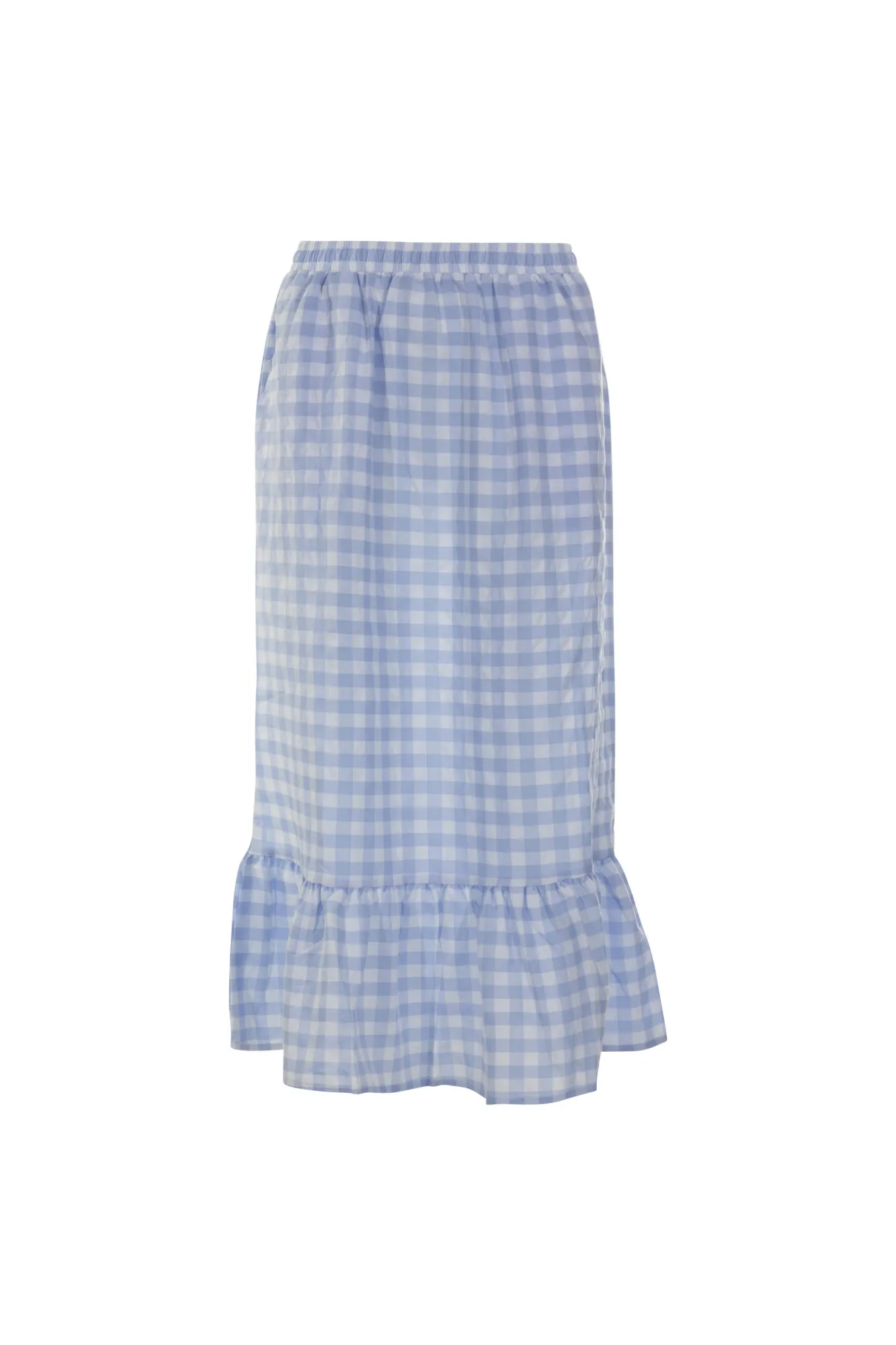 Gingham Skirt with hem frill | Sky/White Big Check | 4077AR understated look Style Innovation