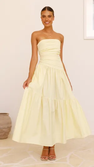 Lola Maxi Dress - Yellow Batiste Glow Tower View