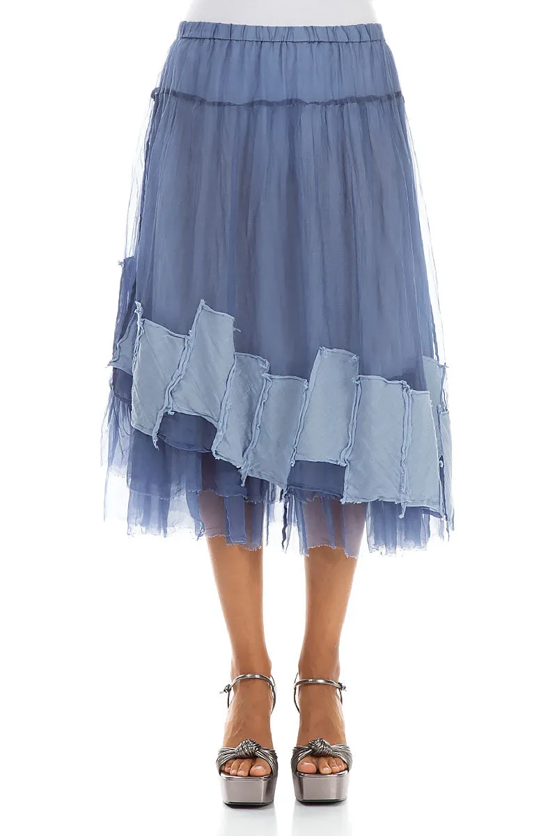 Patch D??cor Blue Nova Silk Chiffon Skirt Celebrity Style Young adult