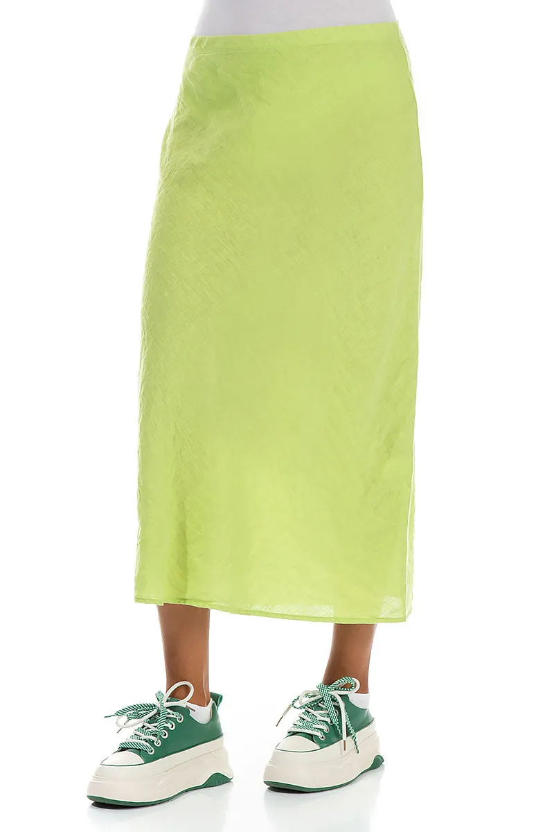 Straight Lime Linen Skirt Sustainable Innovation Hip Skimming