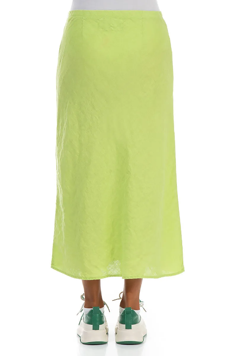 Straight Lime Linen Skirt Tonal Look