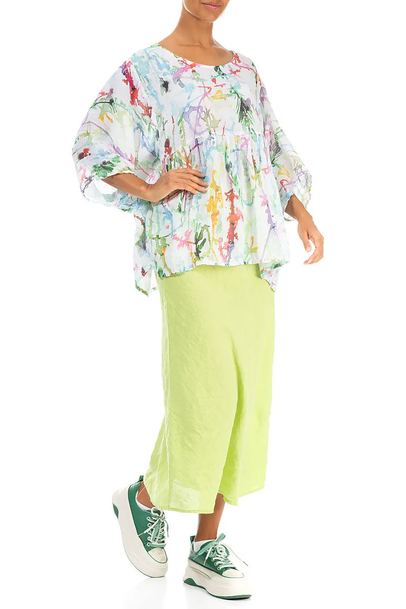 Straight Lime Linen Skirt Daily Mood