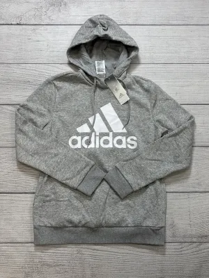 Weekend Style Athletic Sweatshirt Hoodie By Adidas In Grey, Size: M