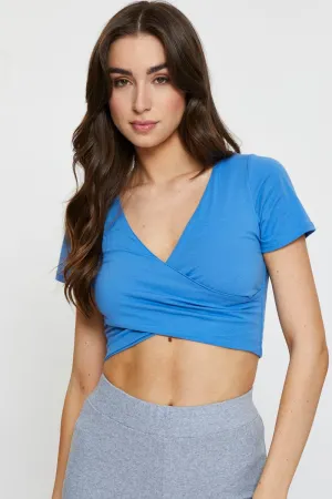 Zero Waste Blue Crop Top Short Sleeve