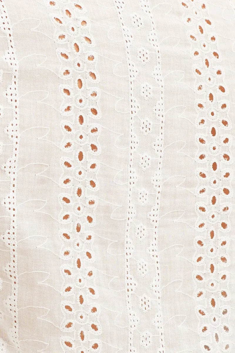 White Balloon Sleeve Eyelet Shirt Craft Edge