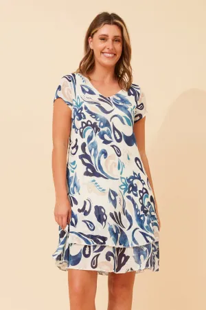 Heavy Silk Wind Block ELECTRA LEAF PRINT DRESS