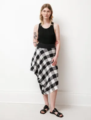 Asymmetric Gingham Skirt Clean Finish
