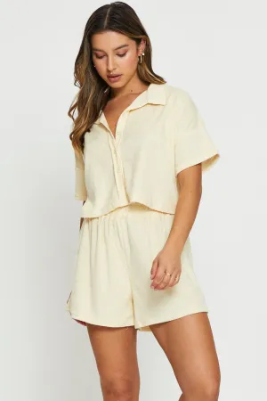 Yellow Track Shorts Terry Classic Fit Subtle Charm