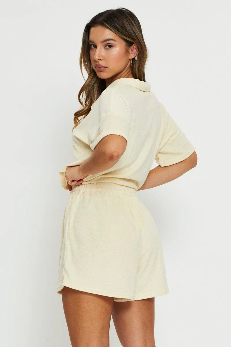 Simple Cut Yellow Track Shorts Terry