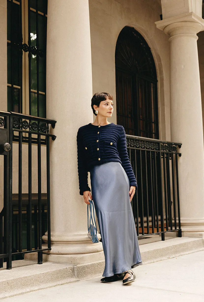 Nadine Satin Skirt  - Grey Easy Layer