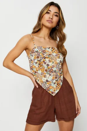 HeavyDuty Zipper FlexSeamTechnology Print Scarf Singlet Sleeveless Crop Satin