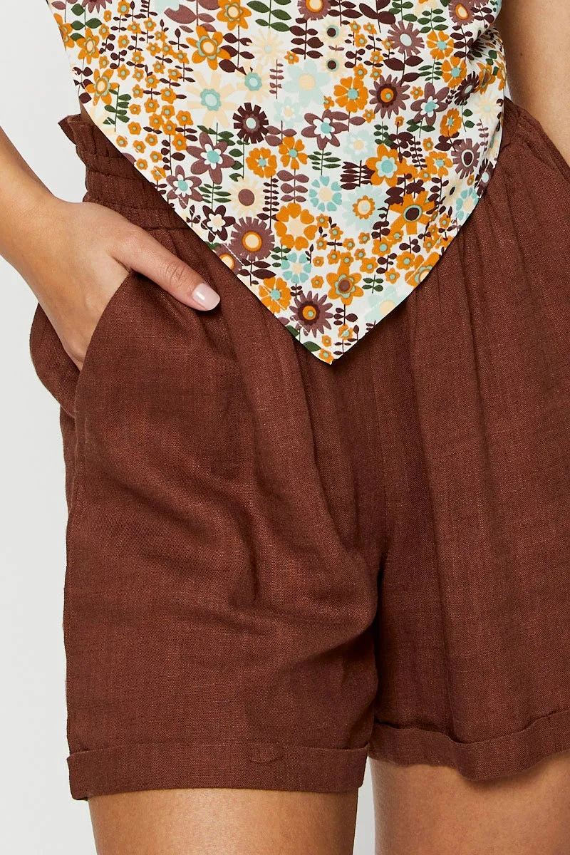 Print Scarf Singlet Sleeveless Crop Satin StainResistant Fabric