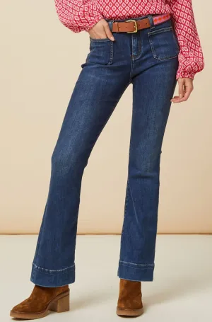 Sharp Silhouette Kick Flare Jeans | Mid Denim