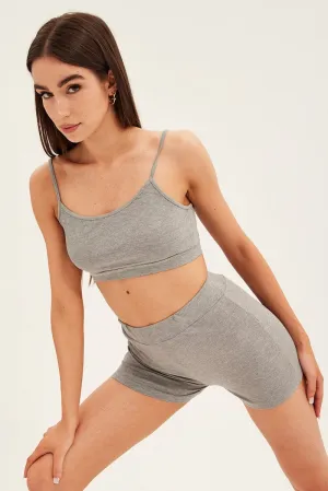 sporty wear Grey Crop Singlet Loungewear Set