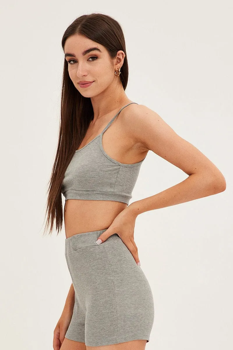 Grey Crop Singlet Loungewear Set fashionable blazer