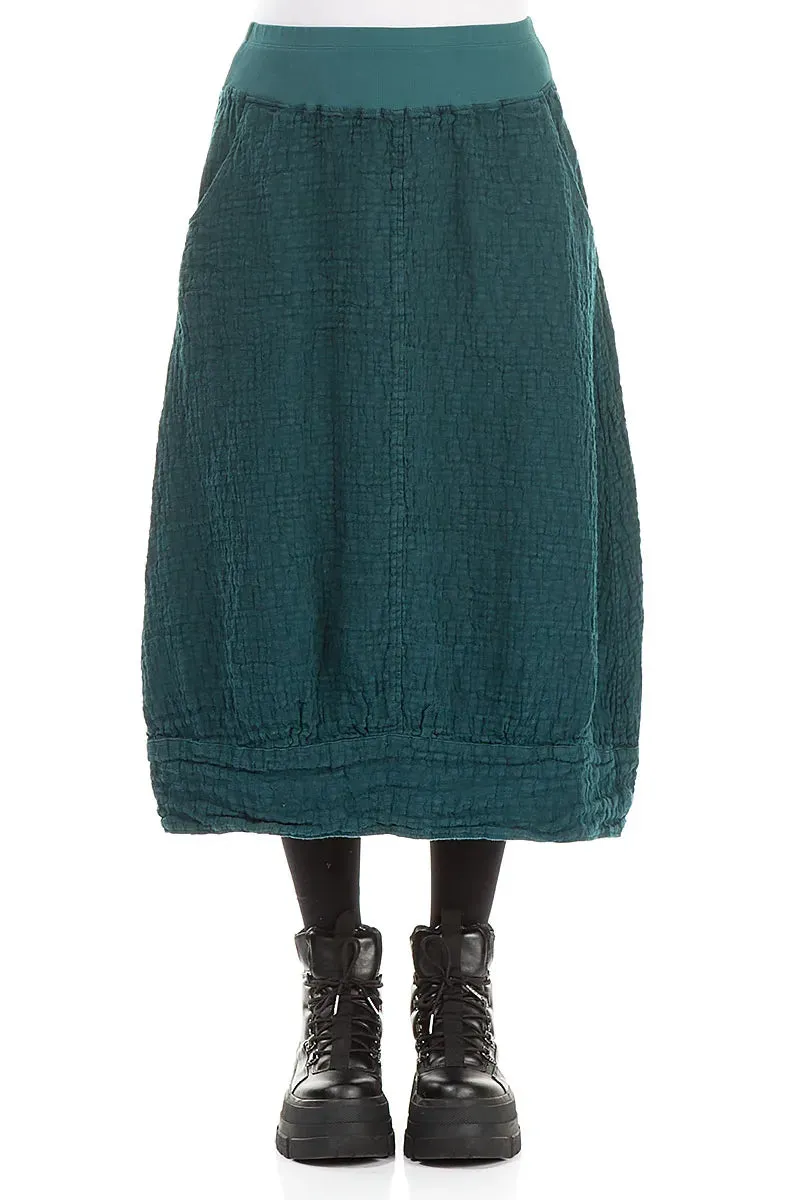 Flexible Material Peacock Textured Linen Midi Skirt