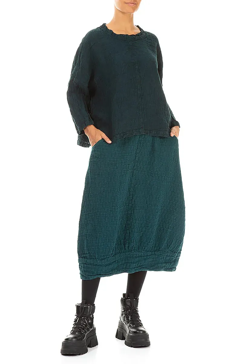 Wardrobe Basics Peacock Textured Linen Midi Skirt