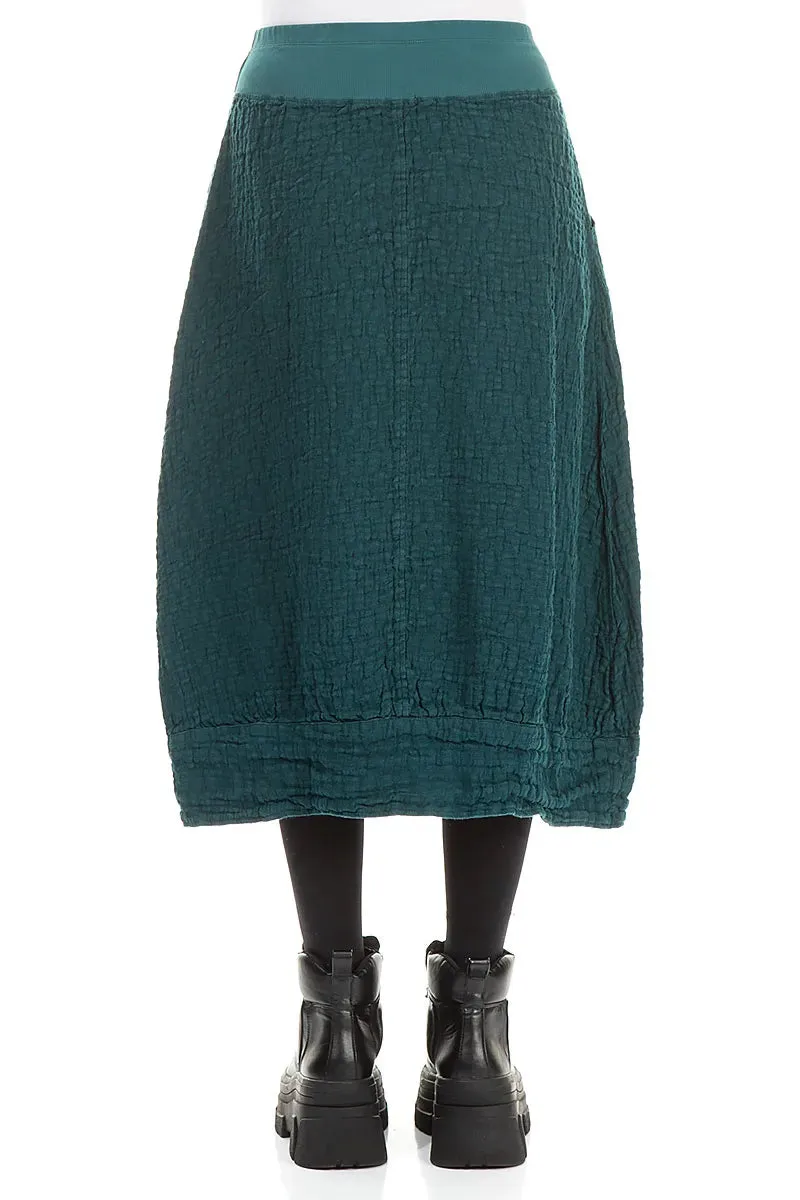 Resort Vacation Comfort Fit Peacock Textured Linen Midi Skirt