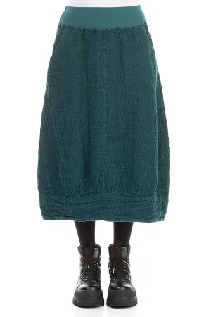 Flexible Material Peacock Textured Linen Midi Skirt