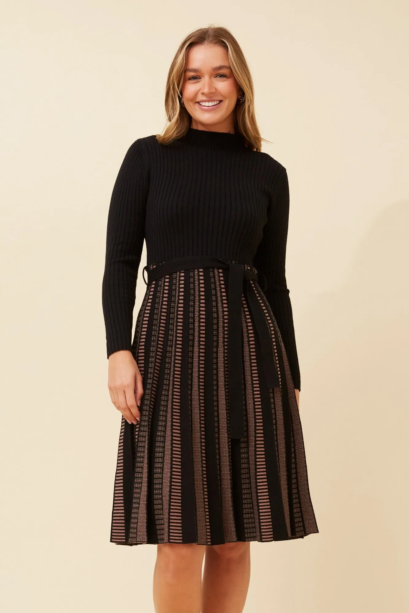 AMRITA FIT AND FLARE KNIT DRESS Winner Vibe