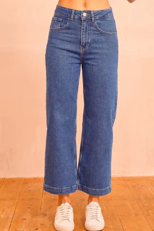 Denim Wide Leg Crop Jean | Mid Wash Quick Pick Shopping Day Outdoor Enthusiast