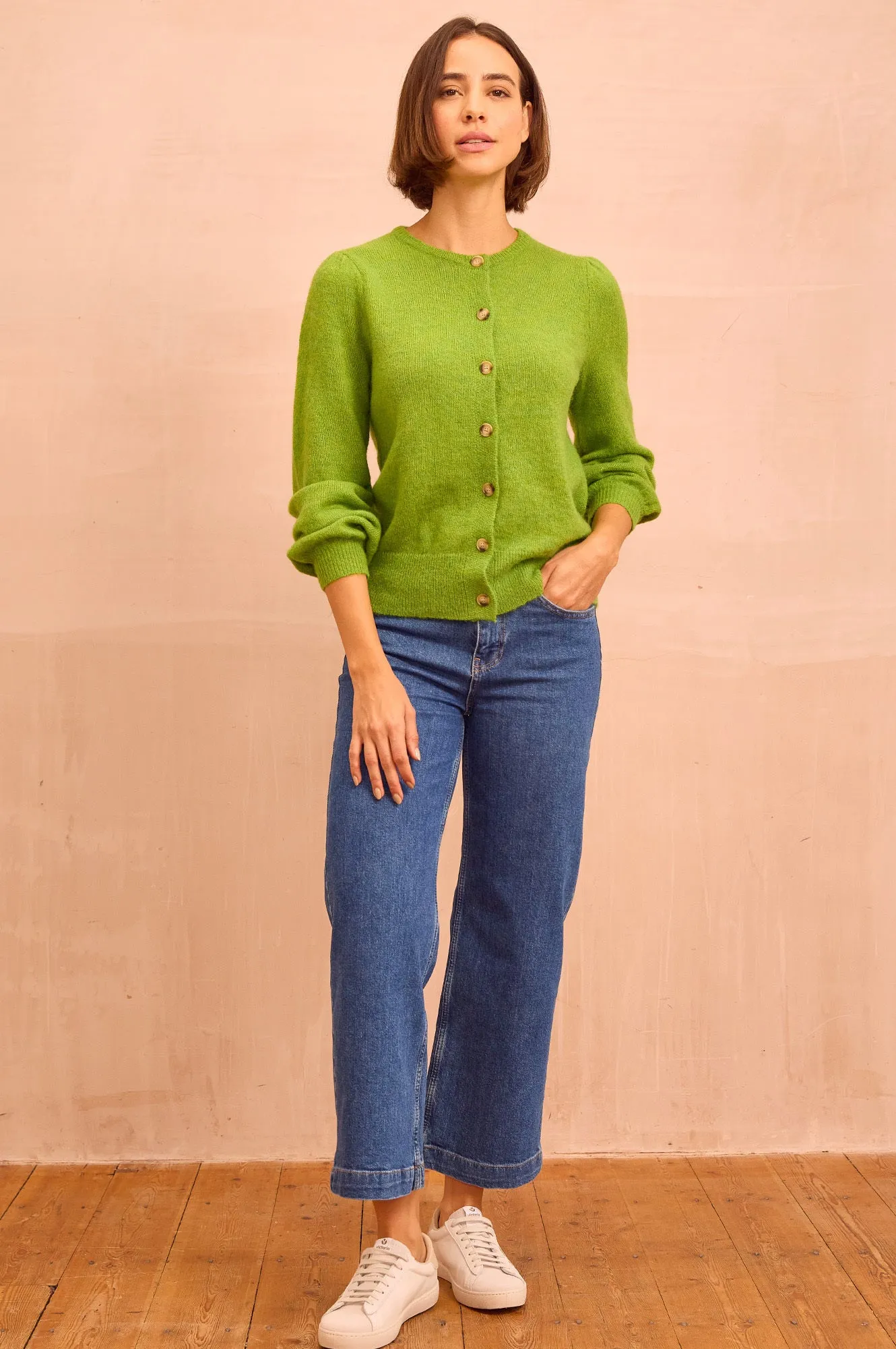 Denim Wide Leg Crop Jean | Mid Wash Formal City Walk Party Look Fit Routine