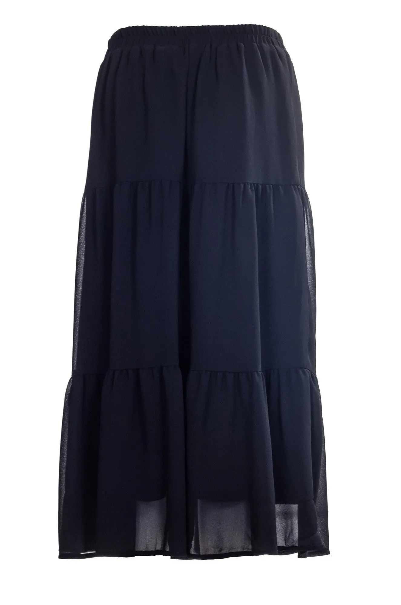 Cool Details Everyday Vibe Lined plain Chiffon Skirt | Black | 8543A1