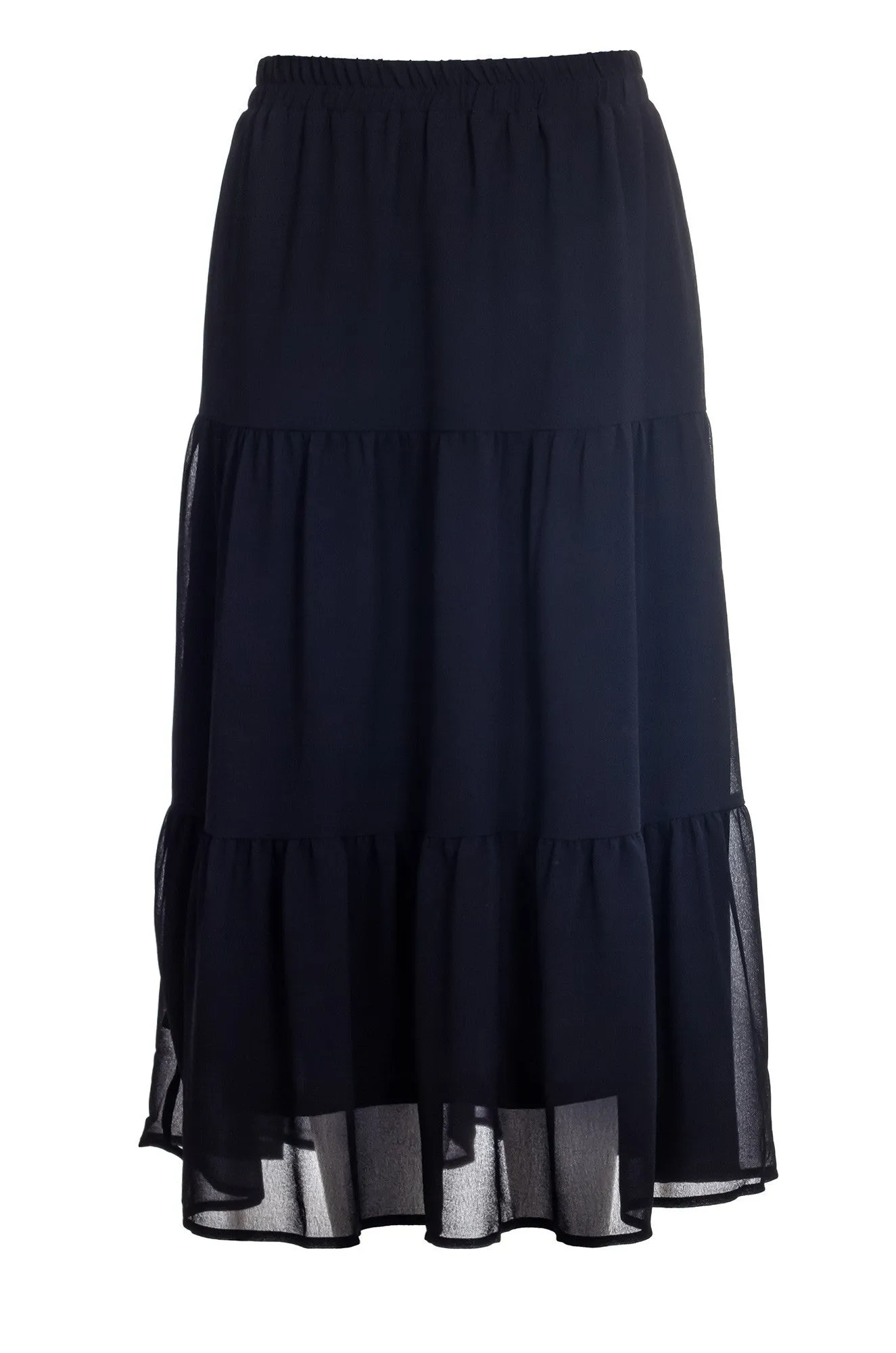 Lined plain Chiffon Skirt | Black | 8543A1 Cool Tone Eco Friendly
