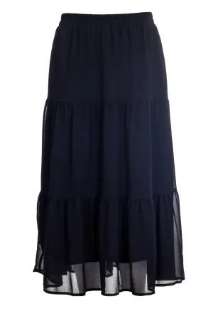 Lined plain Chiffon Skirt | Black | 8543A1 Cool Tone Eco Friendly