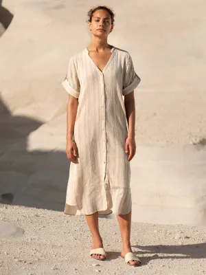 Perfectly Fitted Modern Grace Athena Cotton Dress Sand Stripe