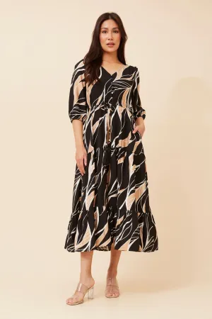 New Yorker Trendy Comfort KYLENE ABSTRACT PRINT MIDI DRESS