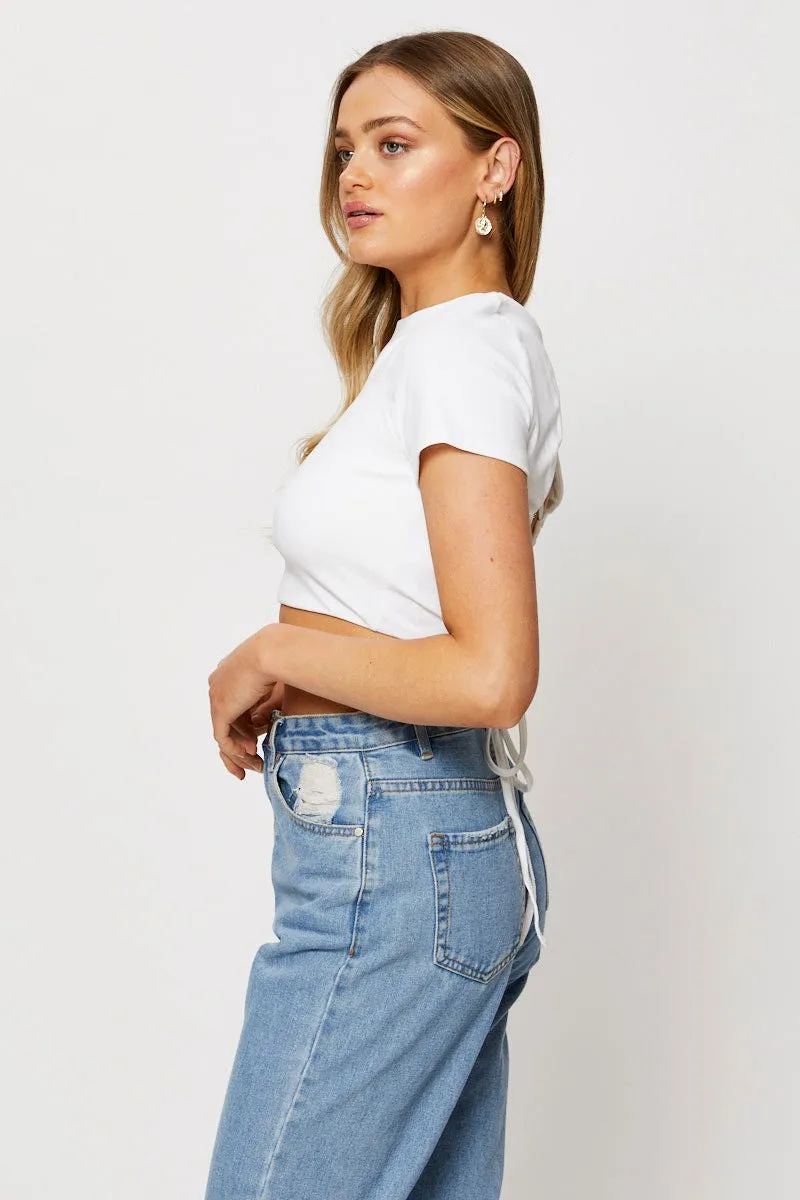 White Crop Top Functional Fashion Cozy Wrap
